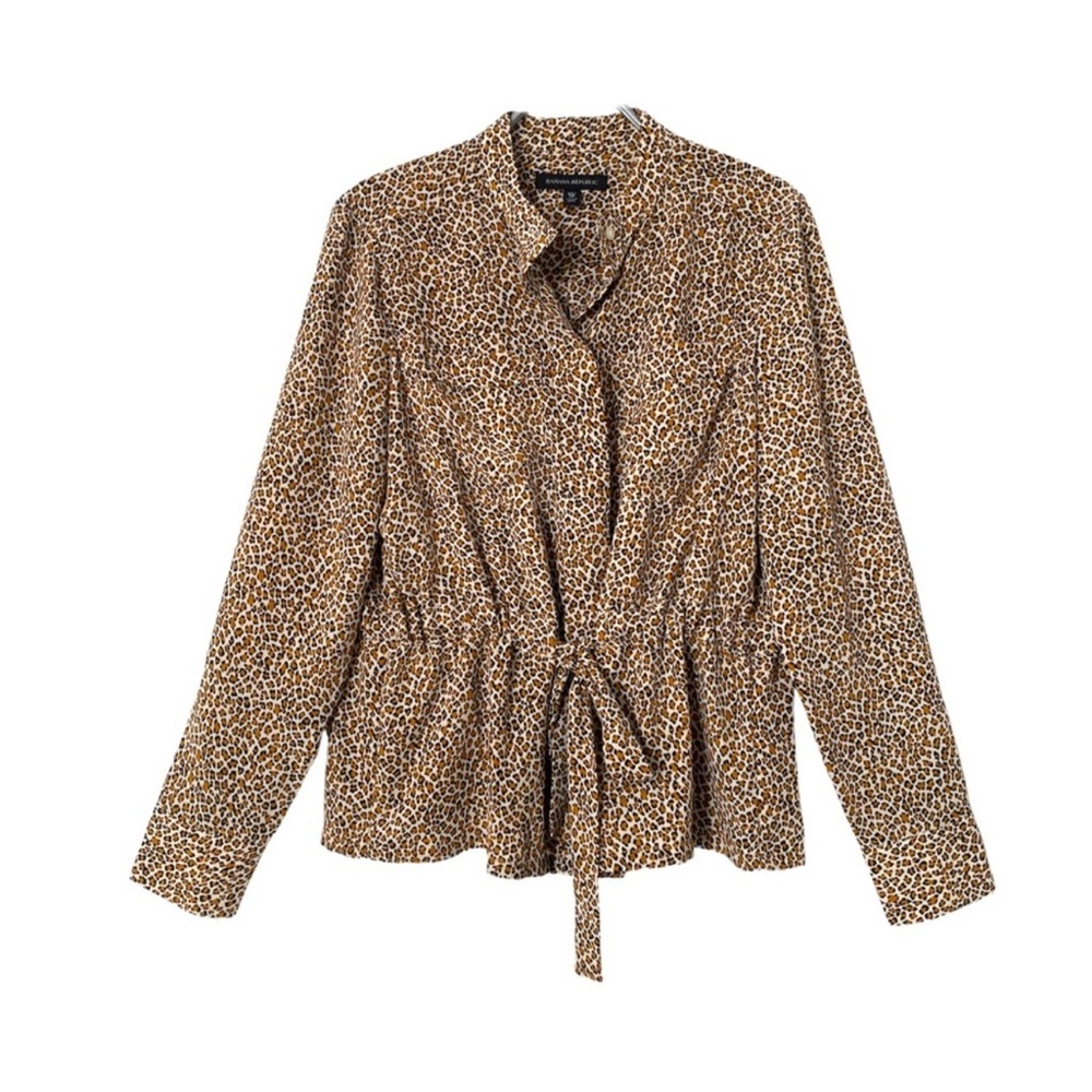 📣ANY 3 @ $33 - $6.99 ship📣 Banana Republic Leopard Print Silky Peplum Tie Waist